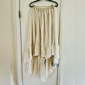 SOLD💔Tiered Lace Prairie Peasant Western Boho Festival Strapless Dress L